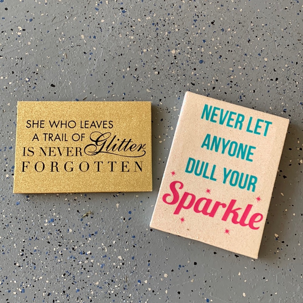 Two girl glitter canvas signs